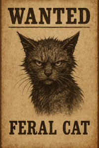 20250604_1331_Feral Cat Wanted Poster_simple_compose_01jww8ydtre6grq5yf6mntbz59