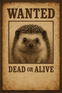 20250604_1334_Hedgehog Wanted Poster_simple_compose_01jww94rkkf2x82ha7k4754t7z